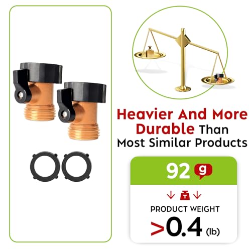 Brass Shut Off Valve Connector, Heavy Duty 3/4” Garden Hose Cut Off Adapter, 2 pack - style: Shut-off-2Pack