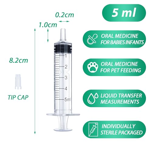 5ml Syringe for Liquid, Oral, Scientific Labs, Measurement, Dispensing, with Cap- 3 Pack 5ml Syringes - style: 5 ml