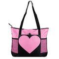 Tote Bag Large Size Shoulder Bag with Zipper, Lightweight Casual Travel Luggage Bag with Two Mesh Pockets for Women - color: Pink
