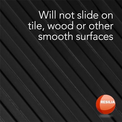 RESILIA Black Plastic Floor Runner - Embossed Wide Rib Waterproof Vinyl, Heavy Duty Protector Mat for Indoor Hardwood, Hard Floors, Garage, Entryway, Kitchen, & Outdoor Use, 27” x 12’, Made in the USA - size: 27" x 12'