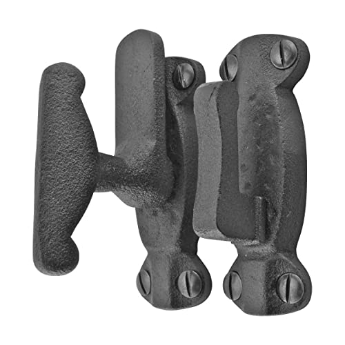 Renovators Supply Manufacturing Door Latch 2 in. Black Wrought Iron Latch Latch Lock for Cabinets/Windows with Mounting Hardware Pack of 2 - size: Pack of 2