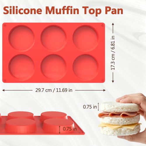 Redfly Silicone Egg Molds for Breakfast Sandwiches 2 Pcs, Non Stick 3 Inch Egg Bites Baking Pans, Silicone Muffin Pans for Baking, Round Muffin Top Pan for Whoopie Pie Pan, Tarts, Quiche - size: 2pcs: 3 inch Regular