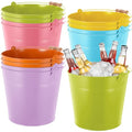 Didaey 12 Pcs 9 Quart Large Galvanized Metal Buckets with Handle Inch Heavy Duty Stainless Steel Pails Round Pail for Party Wedding, Crafts, Utensils, Table Centerpieces (Multicolor) - color: Multicolor