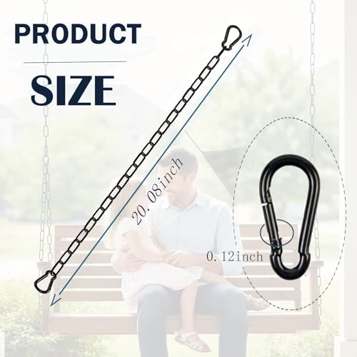 4 Pack Gate Chain Lock for Outdoor Fence with Carabiner,1/8 x 20 Inch Black | Stainless Steel Link Chains No Fear of Being Bent, Easy to Adjust Barn Chain for Livestock Gate - size: 4-Pack