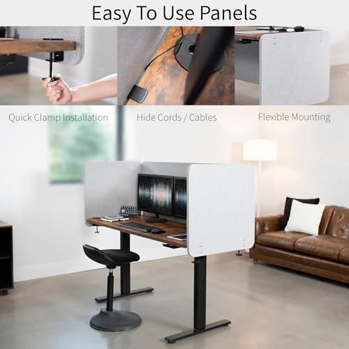 VIVO Gray Clamp-on 108 x 24 in Privacy Panel, PP-3-V108G | Sound Absorbing PET Partition, Office Divider, Clamp Fits 0.4-1.4 in Thick Desktops, 3 Pack, 60 x 24 in (x1), 24 x 24 in (x2) - color: Light Gray, size: 108"