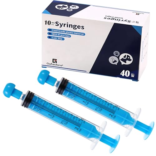 40pcs 10ml Syringes with Caps for Industry Lab Pet Feeding (Blue) - color: Blue, size: 10ml-40Pack