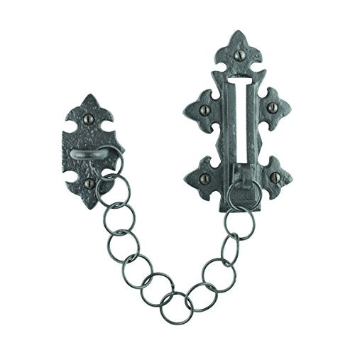 Renovators Supply Manufacturing Door Chain Lock 5 in Black Wrought Iron Chain Door Latch with Mounting Hardware - size: Pack of 1, style: 5 inch - Chain Style