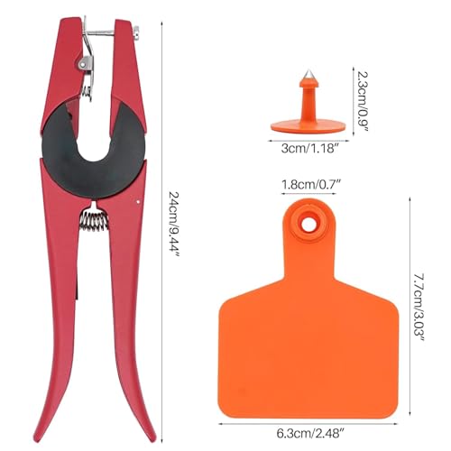 100 Pieces Blank Cattle Ear Tag with Applicator for Pig Cattle Cow Dog | TPU Livestock Ear Tag Kits Animal Identification with Ear Tag Applicator (Orange) - color: Orange