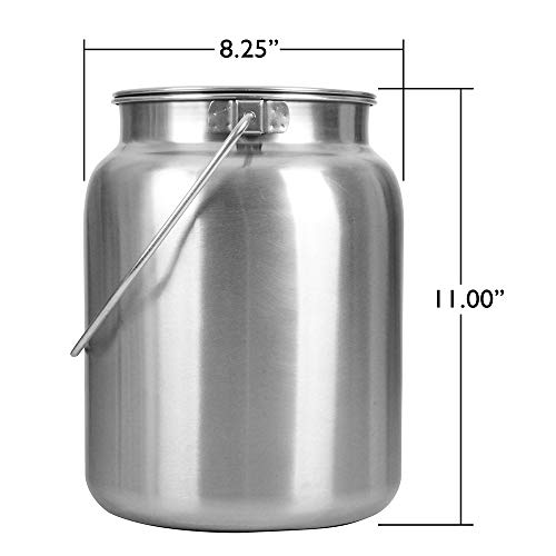 Lindy's Stainless Steel Seamless 2-Gallon Milk Jug, Milk Can, Milk Pail, Anti-Leak Liquid Storage Container with Tight Lid and Long Swivel Handle - size: 256 Ounces