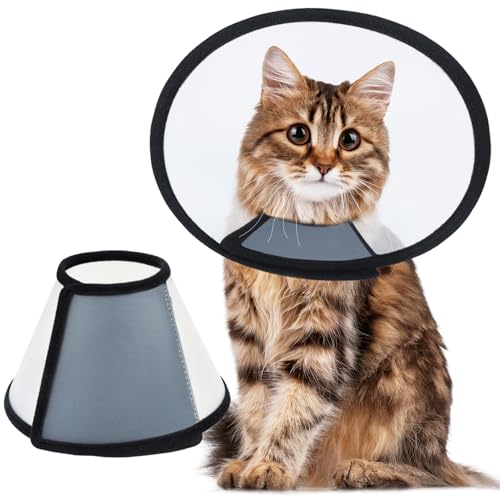 Vivifying Cat Cone, Adjustable Recovery Pet Cone, Lightweight Plastic Elizabethan Collar for Large Cats and Small Size Dogs - size: L