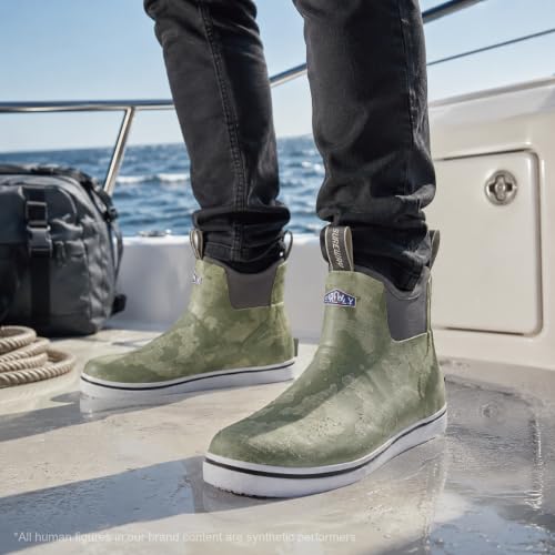 SUREWAY Men's Deck Boots Non-Slip Fishing & Ankle Boating Boot | Waterproof Rain Boots, Lightweight Neoprene Rubber Deck Boots - color: All Lakes Grey, size: 7