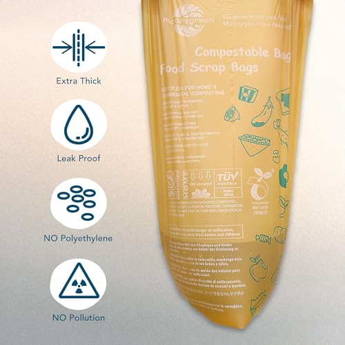 Compost Bags, Trash Bags 3 Gallon, Extra Thick, US BPI ASTM D6400 Certified Compostable Food Scrap Kitchen Waste Bags, 100 Count - size: 100 Count (Pack of 1), style: 3 Gallon