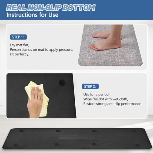 Anti Slip 7/8 inchs Anti Fatigue Kitchen Floor Mat, Ergonomic Comfort Standing Mat, Waterproof Kitchen Runner for Home, Kitchen, Office, Laundry, Garage (Light Gray, 17.3" x 60" -0.87") - size: 60"L x 17"W x 0.9"Th