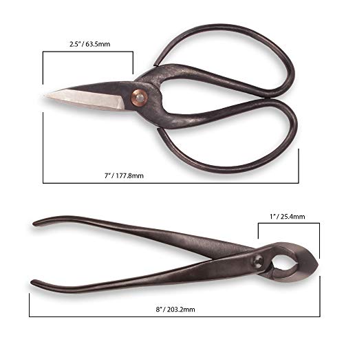 BambooMN Bonsai Basics Set - 8" Concave Cutter, 7" Heavy Duty Shear - 3 Sets - color: Concave Cutter & Heavy Duty Shear Set, size: 3