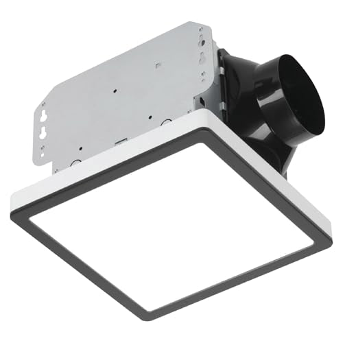 Homewerks 70 CFM Bathroom Exhaust Fan with LED, Matte Black Trim | 1.0 Sones, for Rooms Up to 70 sq ft, Magnetic Trim, Galvanized Steel, EasyAnchor Install, Bathroom Vent Fan with Light - color: 70 CFM Matte Black