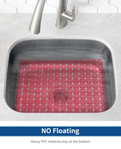 Bligli PVC Sink Protectors, 2 Pack, 15.7x11.8 inches for Stainless/Ceramic Sinks, Drain Mats, Red - color: Red