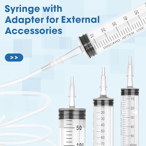 300mL Plastic Syringe for Liquid - 3 Pack Large Syringes with Adapter | Individually Wrapped for Scientific Labs, Feeding, Oil Filling - style: 300mL