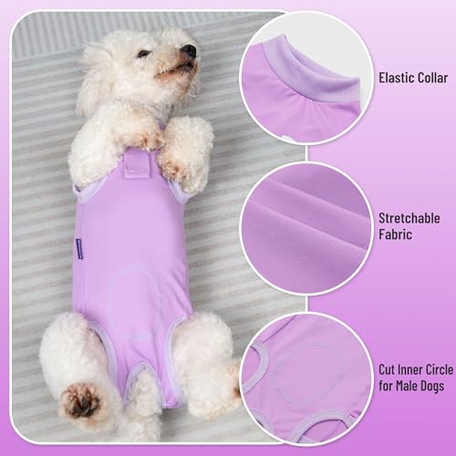 cyeollo 2pack Dog Surgery Recovery Suit Surgical Onesie for Female Dogs | After Spay & Neuter Body Suit, Prevents Licking, Cone Alternative, Protects Surgical Wounds, Easy Potty Access, 4-Way Stretch - color: 8# Pink & Purple (2Pack), size: X-Small (Back: