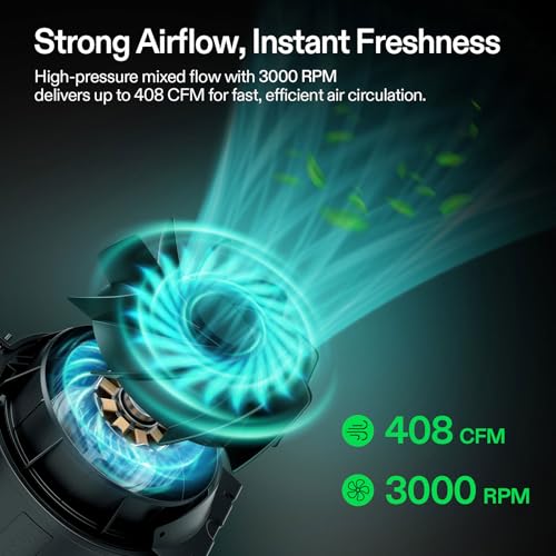 VIVOSUN T6 6" Inline Fan &Cycle Mode Speed Controller, 408 CFM Aerozesh Fan | 3 Cycle Modes, Grow Tent Kit Ventilation Fan, EC Motor, Programmable Exhaust Fan for Heating Cooling Booster, Hydroponics - color: Black Pro, size: 6"