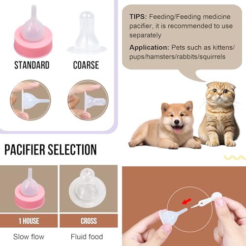 Puppy Kitten Nursing Bottle 5oz - Small Animal Feeding Kit with Nipples | Hand Feeding Supplies for Puppies, Kittens, Rabbits, Ferrets & Newborn Pets - color: YELLOW