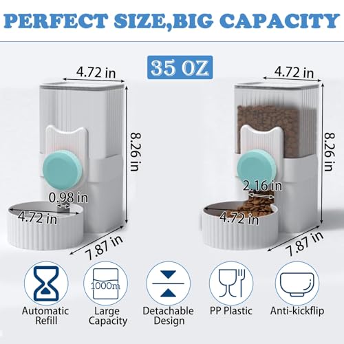 kathson Rabbit Gravity Auto Feeder Set 35oz Hanging Automatic Food Water Dispenser Cage Automatic Feeder Set for Rabbit Chinchilla Guinea Pig Hedgehog Ferret Kitty Puppy (Blue) - color: Blue