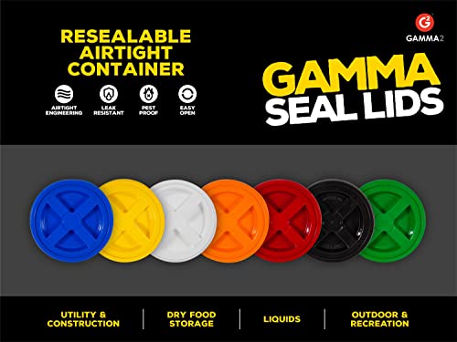 GAMMA2 Gamma Seal Lid - Pet Food Storage Container Lids - Fits 3.5, 5, 6, & 7 Gallon Buckets, Black, Made in USA - color: Black, size: Fits 3.5, 5, 6, & 7 Gallon Buckets