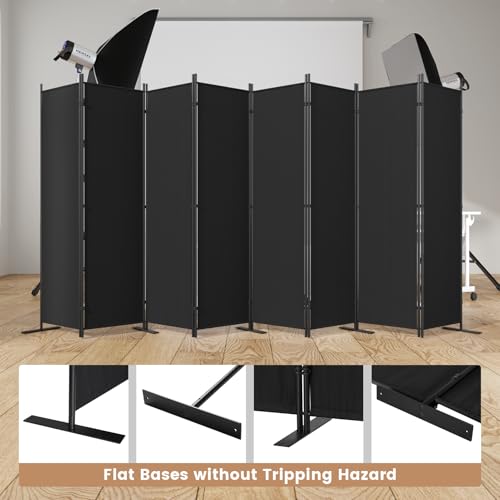 C-Hopetree 8 Panels Room Divider, 6 Ft Tall Indoor Folding Privacy Screen, Portable Partition Separator, Freestanding Separation Temporary Wall for Office, Bedroom, 160" W X 71" H, Black - size: 8-Panel