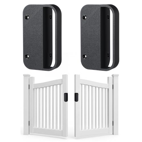 Sliner 2 Pcs Nylon Gate Handle 5.5" Heavy Duty Universal Vinyl Handles Black Rust-Proof Outdoor Gate Pull Ergonomic Extra Knuckle Room Left Right Reversible Door Supplies for PVC Aluminum Wood Door