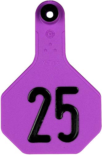 YTEX 3 Star Medium Cattle ID Ear Tags Purple Numbered 1-25