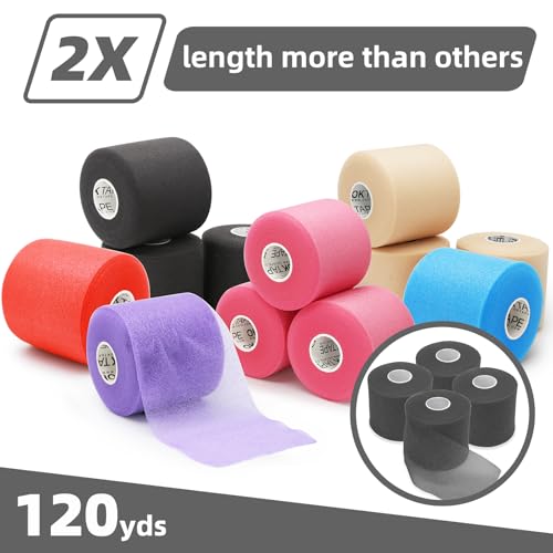 OK TAPE Pre Wrap Tape 4-Rolls 120 Yds Athletic Foam Underwrap for Sports | Protect for Ankles Wrists Hands and Knees, Soft, Breathable, Skin-friendly and Latex-free 2.75 Inches - White - color: White, size: 2.75 Inch x 30 Yards