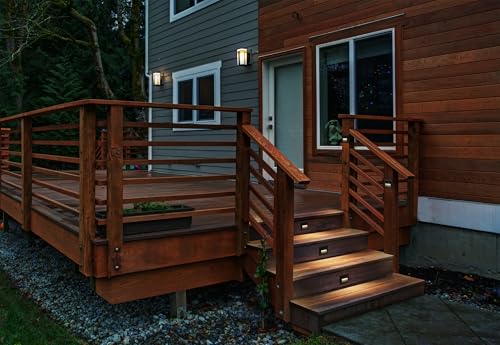 6-Pack Slim Square Low Voltage Deck Post Lights, Outdoor Step Lights, 12V Fence Railing Lighting Fixtures, Die-cast Aluminum, Black, 3000K