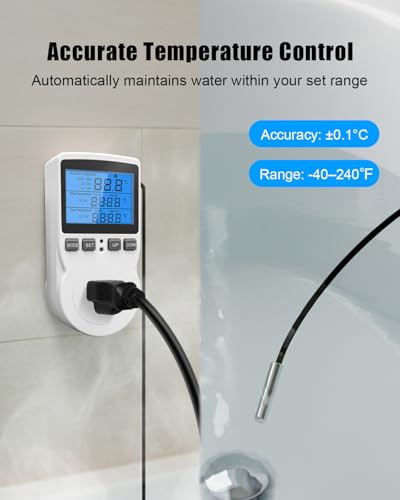 Immersion Water Heater 1500W Titanium Rod with Digital Controller Sensor | Corrosion Resistant Alloy, Precise Regulation, Overload Protection, Simple Setup, Durable Structure