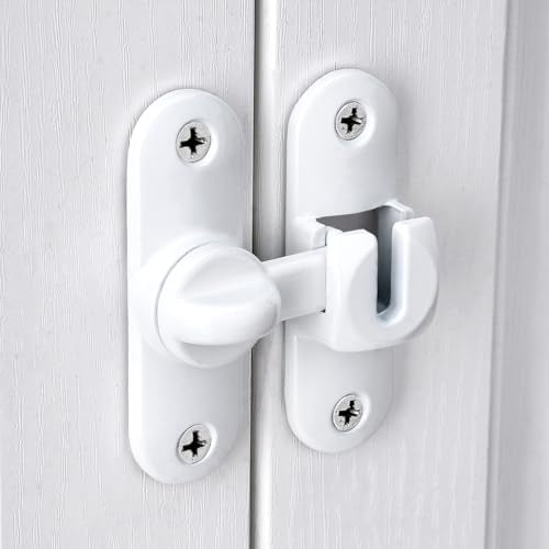 White 90/180 Degree Barn Door Latches,Flip Gate Lock | Zinc Alloy Flip Gate Latches,Right Angle Door Lock,for bedroom,garage,sliding door,window,cabinet,drawer,pet enclosures - color: White