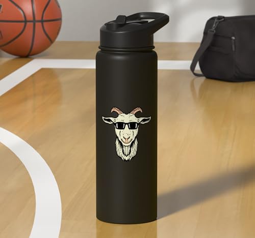 Goat Face Sunglasses Cool Farm Animal Men Boys Kids Women Stainless Steel Insulated Water Bottle - color: Black