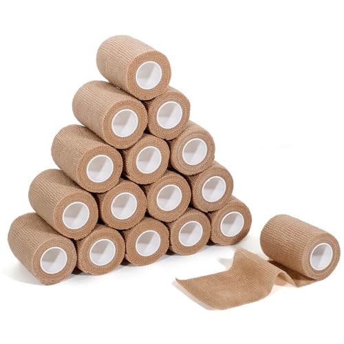 Self Adhesive Bandage Wrap,Bandage Tape,Medical Tape,Vet Tape | Athletic Tape Gauze,for First Aid,Sports, Wrist, Ankle (skin color, 3inch*16rolls) - color: Skin Color, size: 3inch*16rolls