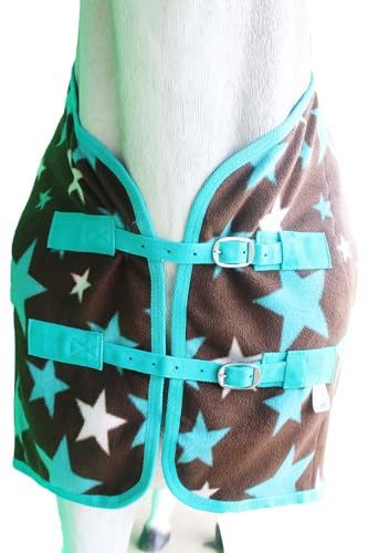 Challenger Horse Soft Fleece Cooler Contoured Exercise Blanket Liner Sheet Wicks 4397 - color: Turquoise Stars, size: 74 inches