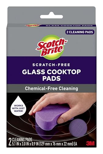 Scotch-Brite Scratch-Free Glass Cooktop Pads, Chemical Free Cleaning for Glass Stovetops, Tackle Burnt-On Messes, 2 Cleaning Pads - size: 2 Pads