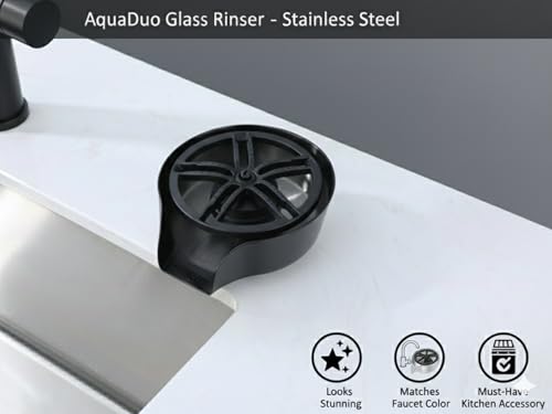 AquaDuo Glass Rinser and Kitchen Sink Sprayer Combo, Stainless Steel Cup Washer, Cup Cleaner, Bottle Washer, Glass Cleaner, Bar Sink Attachment, Pull Out Sprayer (Matte Black (Stainless Steel)) - color: Matte Black (Stainless Steel)