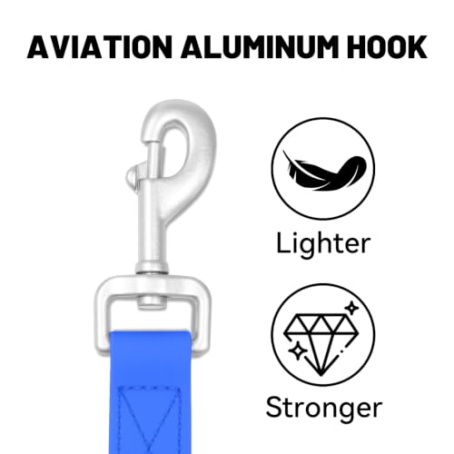 Waterproof Dog Leash with Double Handle, 6 FT Durable Odor-Proof Dog Leashes with Strong Aviation Aluminum Hooks Fits Small Medium or Large Dogs - color: Blue, size: 6FT - Double Handle