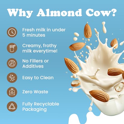 Almond Cow Nut Milk Maker Essentials Bundle - Includes Plant-Based Milk Maker, 60 fl oz Glass Pitcher with Lid & Spout, and 13” Cleaning Brush - DIY Nut Milk, Perfect Accessories for Homemade Nut Milk - size: Essentials Bundle