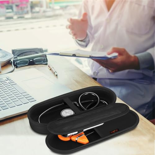 Stethoscope Case for 3M Littmann Classic III, Lightweight II S.E, Cardiology IV Diagnostic, MDF Acoustica Stethoscopes - Travel Hard Carrying Bag for Doctor & Nurse Accessories (Black) | Lightweight II S.E., MDF Acoustica, Hard Carrying Bag, Doctor Nurse