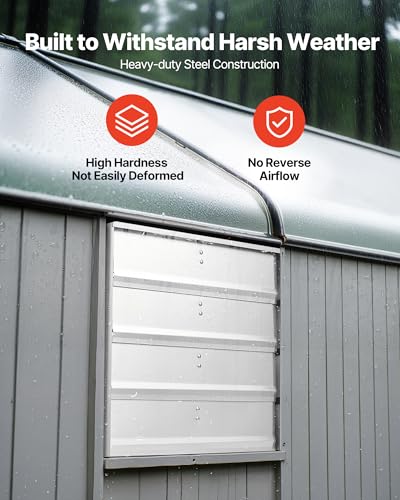 VEVOR 18 Inch Shutter Exhaust Fan Wall Mounted Automatic Louvers Silver, Sturdy Steel Housing, 3051 CFM Low Noise, AC Motor, Ventilation and Cooling for Attic, Garage, Barn, Greenhouse, Workshop - size: 18 Inch