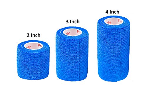 Vet Wrap Tape (Blue) (2 Pack) (3 Inch x 15 feet) Self Adhesive Adherent Adhering Cohesive Flex Self Stick Bandage Grip Roll Dog Cat Pet Horse - color: Blue, size: 2 Rolls