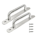 2PCS 6.3” Stainless Steel Barn Door Pulls, Brushed Silver Sliding Door Handles for Cupboard Cabinet Wardrobe Drawer Shed - size: 6.3inch