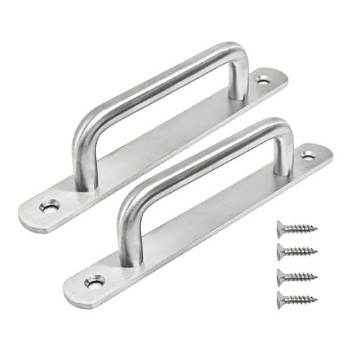 2PCS 6.3” Stainless Steel Barn Door Pulls, Brushed Silver Sliding Door Handles for Cupboard Cabinet Wardrobe Drawer Shed - size: 6.3inch