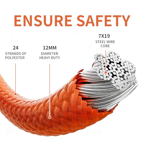 1/2" X 8' Steel Wire Core Flipline, W/Better Grab Adjuster & Steel Swivel, Arborist Equipment Positioning Lanyard, Climbing Flipline for Fall Protection, Arborist, Tree Climbers (1/2’’ x 8 ft) - size: 1/2’’ x 8 ft