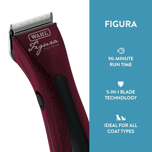 Wahl Professional Animal Figura Horse Clipper Kit, 8868-200, Metallic Red | 5-in-1 Adjustable Blade, Slim and Quiet Design, Trims Faces, Ears, Muzzles, Bridle Paths, and Fetlocks, 180-Minute Run Time