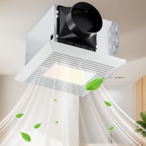 GROWNEER Bathroom Exhaust Fan with Light, 110 CFM 1.0 Sone Exhaust Fan No Attic Access Needed, Ceiling or Wall Mount, 7.68 x 9.25 inch, 35W Bathroom Fan with LED Light 3CCT Adjustable 600LM, White - color: 3CCT