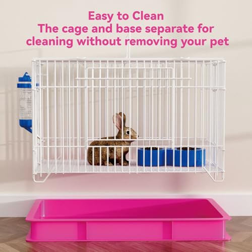 STILLCOVE Small Rabbit Cage Indoor, with Water Bottle & Food Bowl & Mat | Heightened Base, Easy to Clean, Small Animal Enclosure for Bunny, Hamster, Ferret, Rat, Chinchilla, Hedgehog, Gerbil, Mouse - size: 24.0"L x 16.1"W x 14.2"H