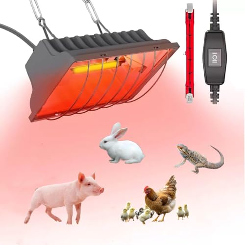 Heat Lamp for Chicken Coop, 250W Waterproof Chicken Coop Heater for Indoor & Outdoor Used, Infrared Heat Lamp with Adjustable Temp & Height, Ideal for Poultry, Livestock & Small Pets